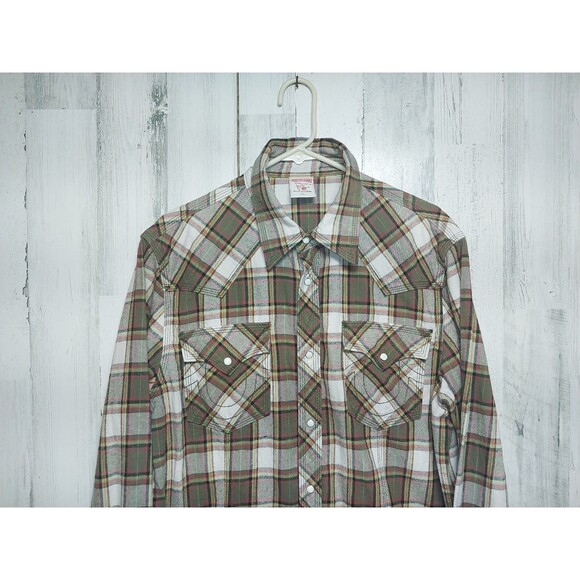 True Religion Western Button Up Plaid Pearl Snap Shirt Long Sleeve XXL - Picture 3 of 7